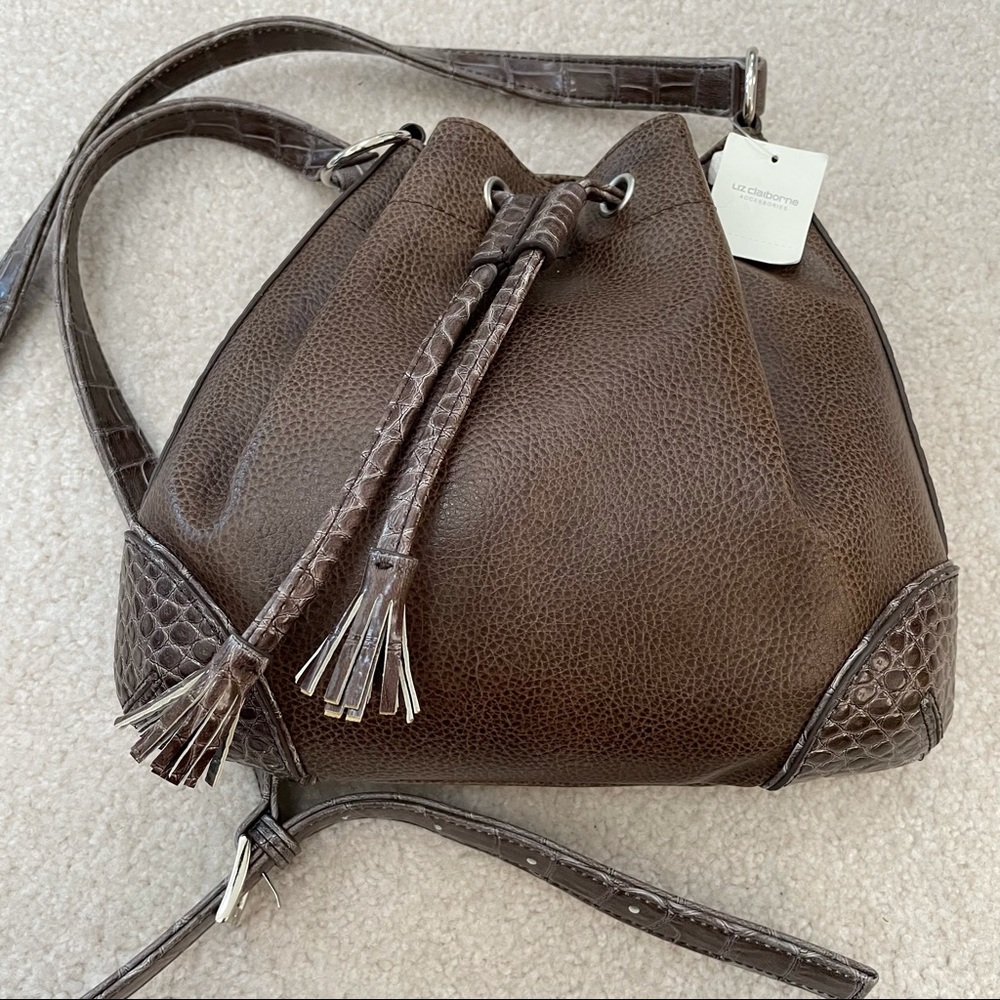 Liz Claiborne Monarch Butterfly Cross Body Leather Hobo Bag Rare - NWT
